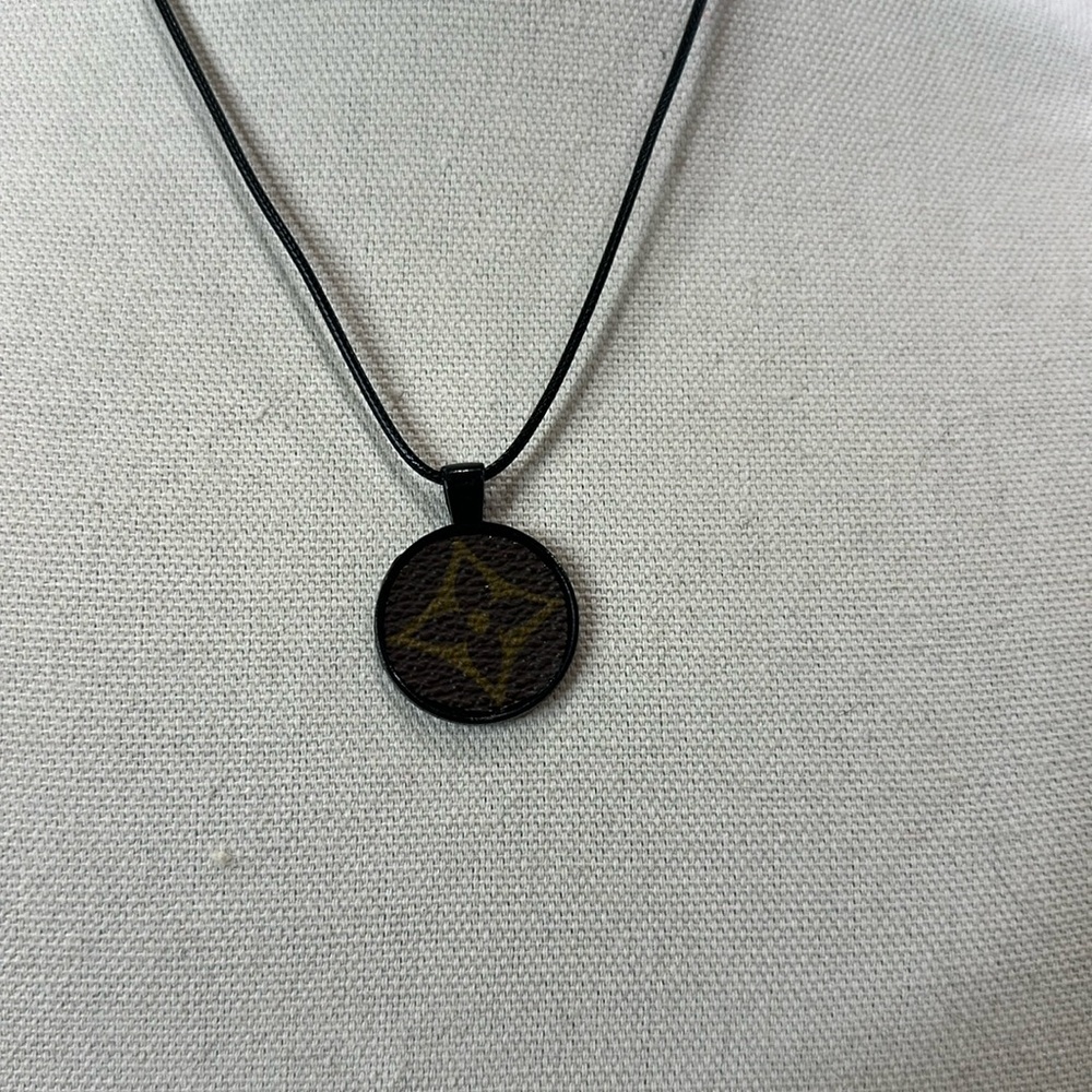 Necklace with upcycled Louis Vuitton monogram charm